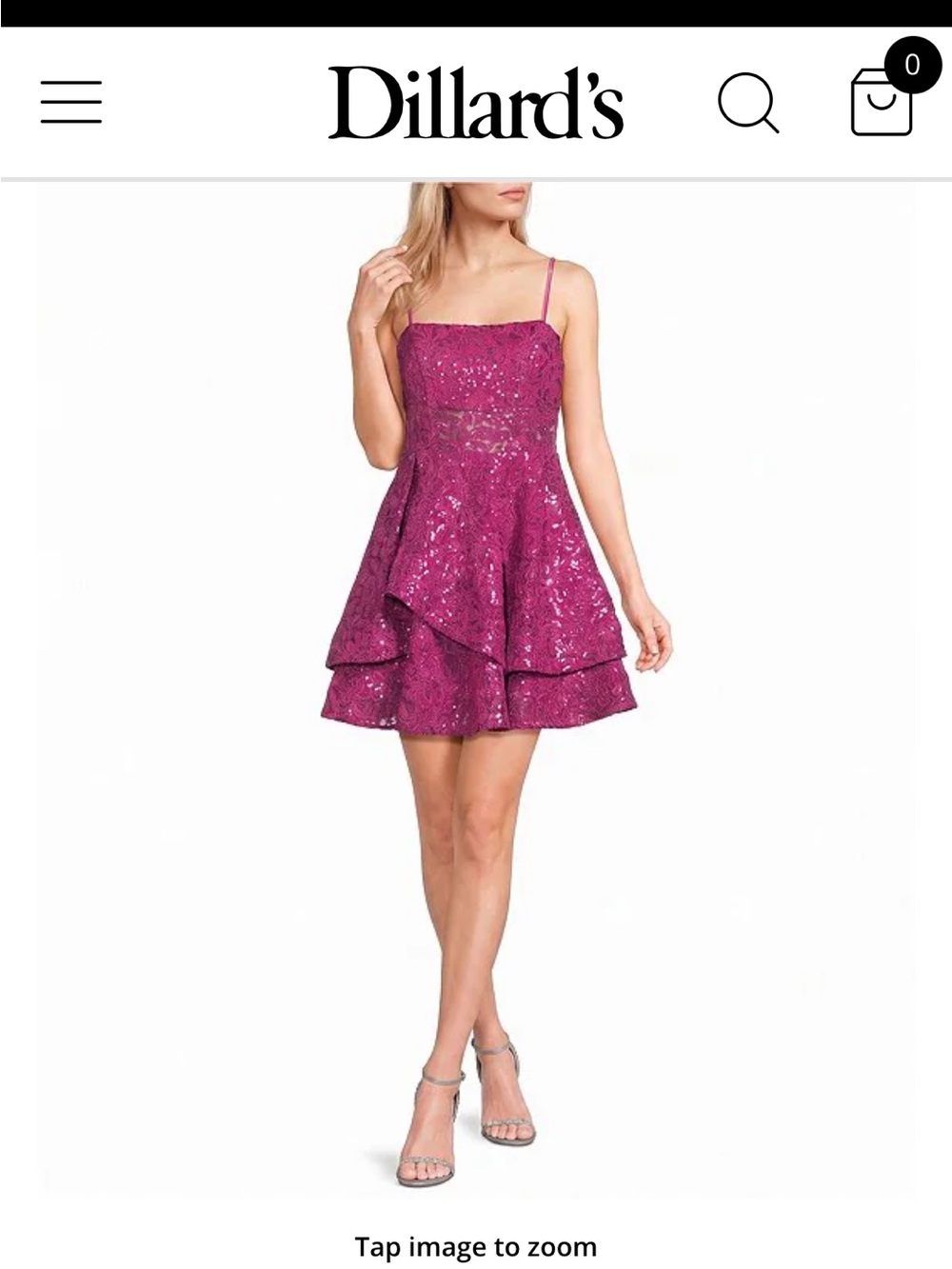 Honey and Rosie Magenta Sequin Tiered Mini Dress